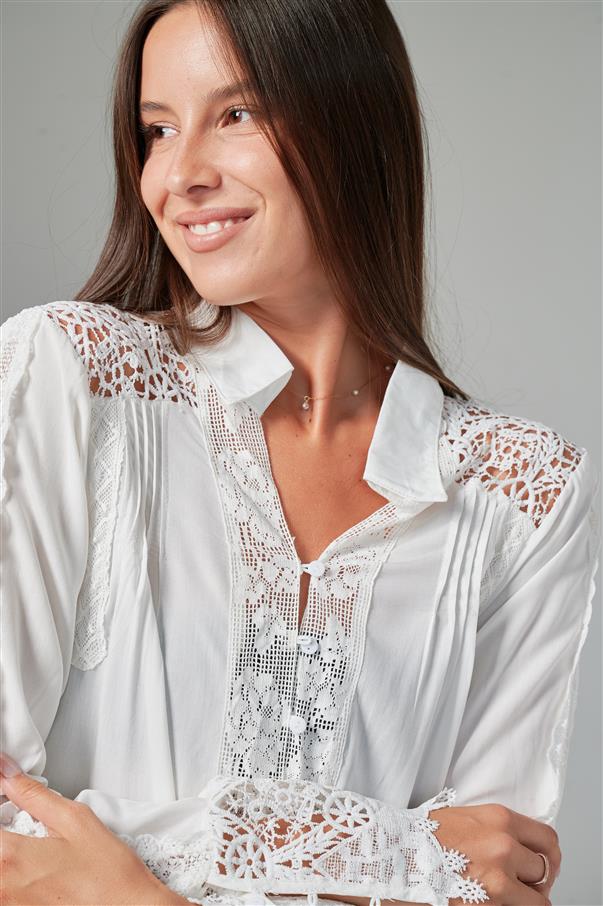 Camisa Zanett Broderie con Encaje